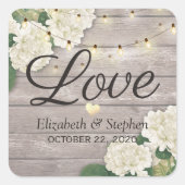 木材結婚フローラストリングラ素朴イト スクエアシール (正面)