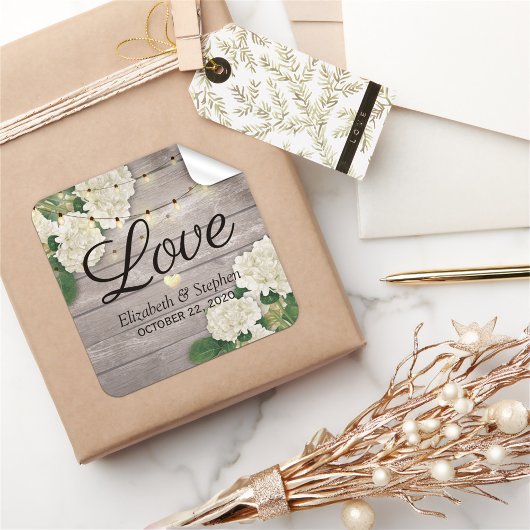 木材結婚フローラストリングラ素朴イト スクエアシール