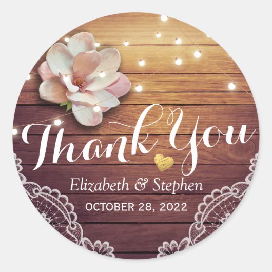 木材結婚フローラストリングラ素朴イト ラウンドシール (正面)
