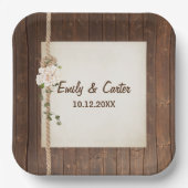 木材結婚上のロープの結び目とハイドレアゲア ペーパープレート (正面)