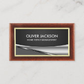 木材縁ど |金属の背景 名刺 (正面)