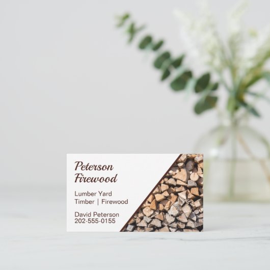 木材置場の薪 名刺 (スタンド正面)