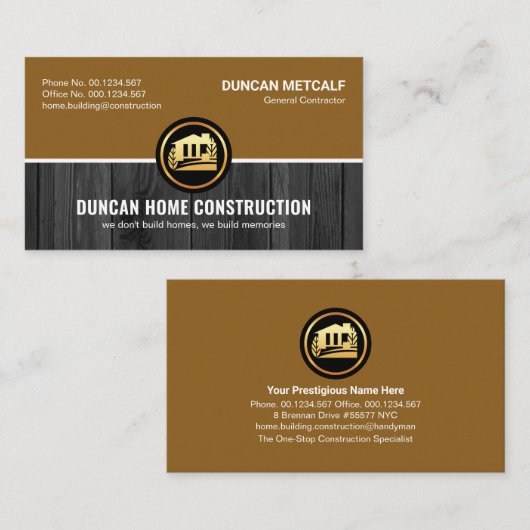 木材茶色の層建築 名刺 (正面/裏面)