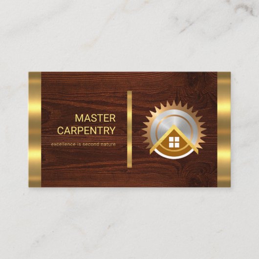 木材金ゴールドストライプ大工 名刺 (正面)