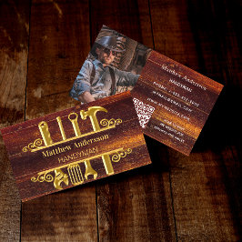 木材金ゴールドツールのホーム修復フォトQRコード 名刺