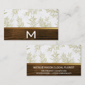 木材金ゴールドトリムジュニパーリーフパターン 名刺 (正面/裏面)