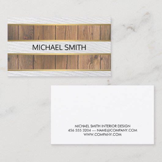 木材金ゴールドトリムテクスチャストライプの設定 名刺 (正面/裏面)