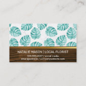 木材金ゴールドトリムモンステラ葉パターン 名刺 (裏面)