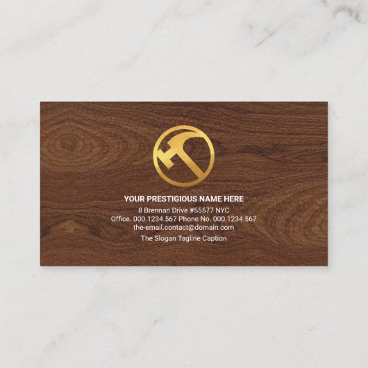 木材金ゴールド手回し工具リフォーム 名刺 (裏面)