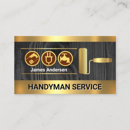 木材金ゴールド絵を描ブラシ層 名刺 (正面)