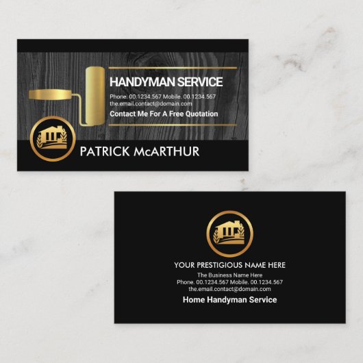 木材金ゴールド絵を描・ブラシ・ハンディマン・ペインター 名刺 (正面/裏面)