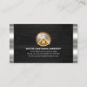 木材銀の銀のストライプ大工 名刺 (裏面)