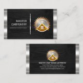 木材銀の銀のストライプ大工 名刺 (正面/裏面)