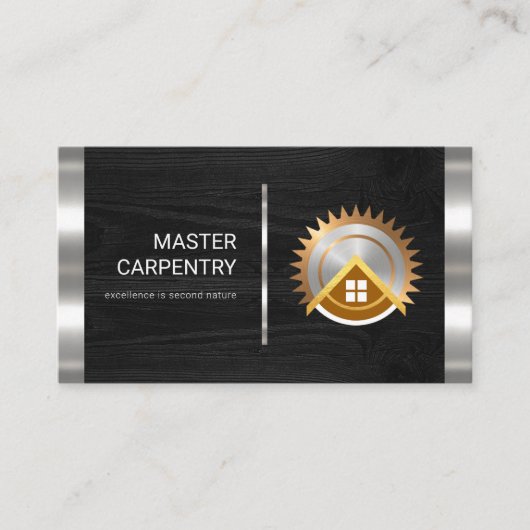木材銀の銀のストライプ大工 名刺 (正面)