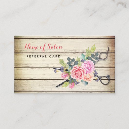 木材魅力的のハサミとバラのフレンド紹介 紹介カード (正面)