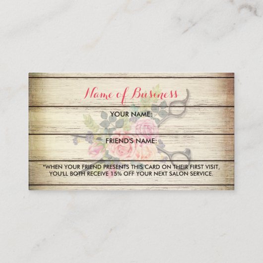 木材魅力的鋏とバラ紹介カード 紹介カード (裏面)