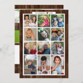 木材13素朴フォトコラージュの家族年をレビュー シーズンカード (正面/裏面)