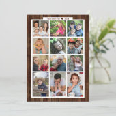 木材13素朴フォトコラージュの家族年をレビュー シーズンカード (スタンド正面)