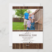 木材13素朴フォトコラージュの家族年をレビュー シーズンカード (裏面)