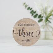 木材3素朴-4ヶ月ベビーマイルストーン記号 (スタンド正面)