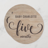 木材5素朴-6ヶ月ベビーマイルストーン記号 (正面/裏面)