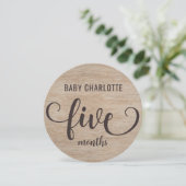 木材5素朴-6ヶ月ベビーマイルストーン記号 (スタンド正面)