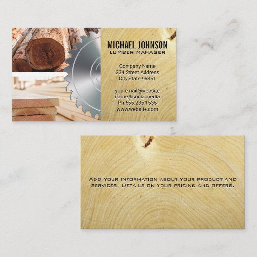 木材 | ボード | 木目 | のこぎり 名刺 (正面/裏面)