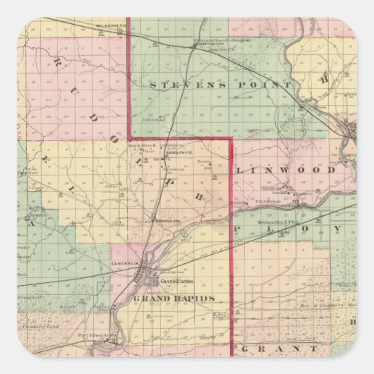 木材・ポーテージ国の地図 スクエアシール (正面)