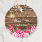 木材、ランタンかわいらしとピンクの花 – ありがとう フェイバータグ (正面)