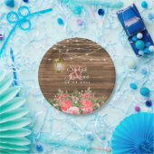 木材・ランタン・珊瑚花 ペーパープレート (パーティー)