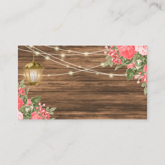 木材・ランタン・珊瑚花 – 結婚のウェブサイト エンクロージャーカード (裏面)
