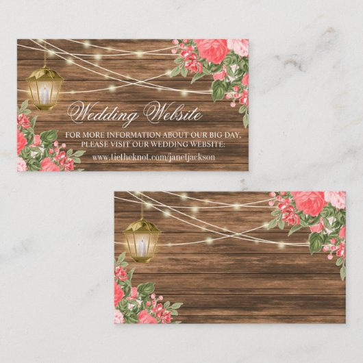 木材・ランタン・珊瑚花 – 結婚のウェブサイト エンクロージャーカード (正面/裏面)