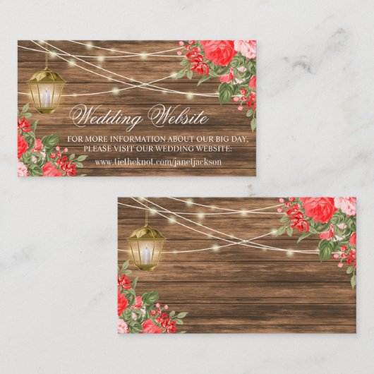 木材・ランタン・赤い花 – ウェブサイト エンクロージャーカード (正面/裏面)