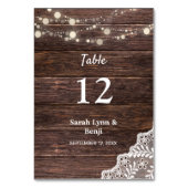 木材、レース、ストリングライト テーブルナンバー (裏面)