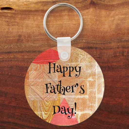 木材 – 幾何学模様 – 父の日 キーホルダー (正面)