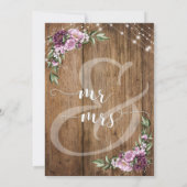 木材、水彩の花とライトリハーサルディナー 招待状 (裏面)