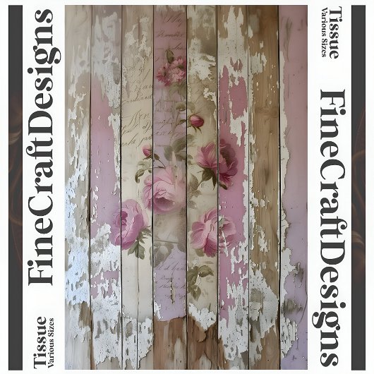 木材A2Rデクページ上のしゃれたシックなヴィンテージバラ 薄葉紙