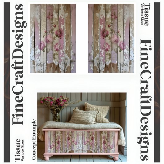 木材A2RLデコページ上のしゃれたシックなヴィンテージバラ 薄葉紙