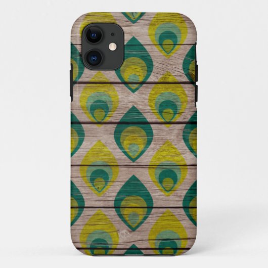 木材iPhone 5/5Sケース上の孔雀パターン Case-Mate iPhoneケース (裏面)