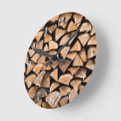 木杭の背景 ラウンド壁時計 (傾斜)
