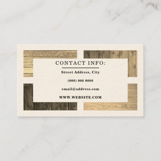 木板のパターンの黄褐色 名刺 (裏面)