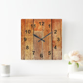 木板の質 スクエア壁時計 (ホーム)