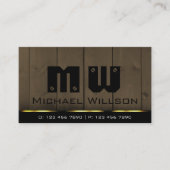 木板ダークブラウン木目モノグラム 名刺 (正面)