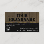 木板ダークブラウン木目ロゴ付き外観 名刺 (裏面)