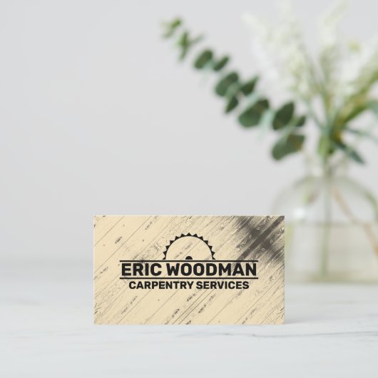 木板パターン及び丸鋸歯 名刺 (スタンド正面)