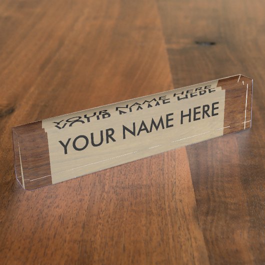 木板プレインテクスチャ木材 デスクネームプレート (側面)