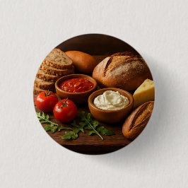 木板素朴板にパン職人のチーズを入れた板 缶バッジ