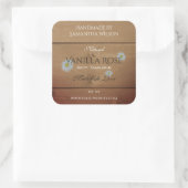 木板製品包装ラベルデイジー花 スクエアシール (バッグ)