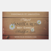 木板製品包装ラベルデイジー花 長方形シール (正面)