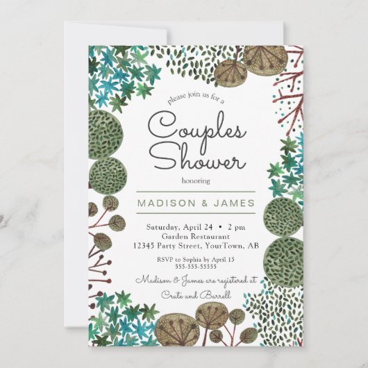 木林カップルのシャワー |招待状 招待状 (正面)